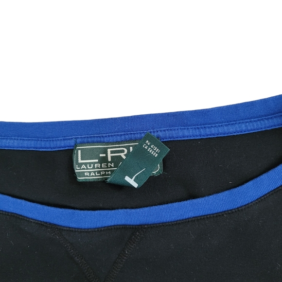 Ralph Lauren Active Black/Blue Trim Wide Neck Lightweight Sweatshirt Pullover - Picture 5 of 5